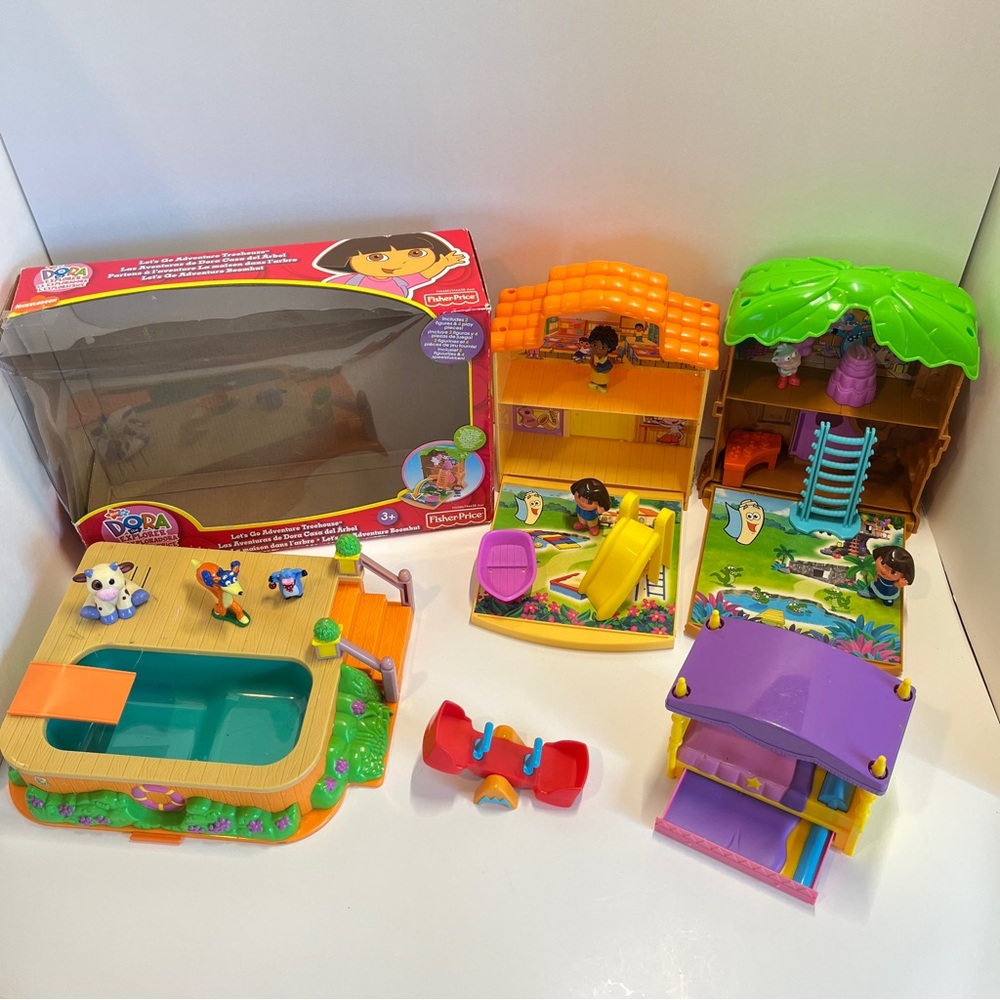 Vintage Dora the Explorer Lot Treehouse Schoolhouse Let's Go Adventure 2005 Pool